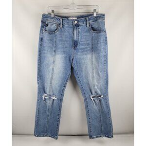 Kancan Jeans Women 15/31 Blue Samantha Distressed Straight Leg Denim KC70012M